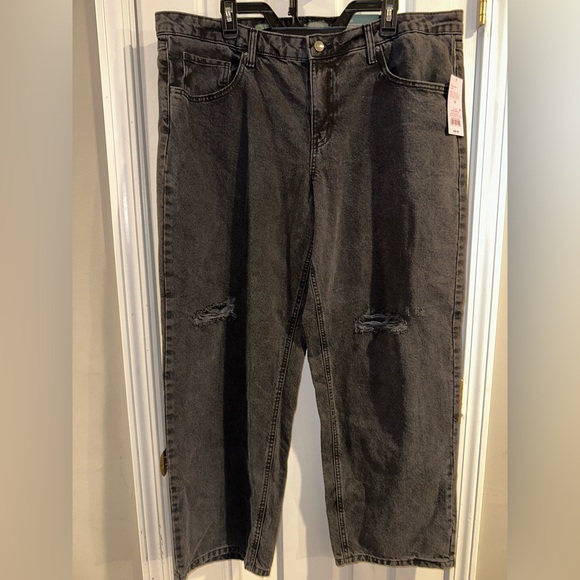 Mid-rise 90s Relaxed Straight Black Wash Jeans Women Sz 16 NWT Rigid wild fable - Picture 2 of 10